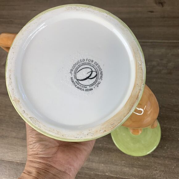 Vintage Teapot Hand Painted Flowers Ceramic Teapot Designpac Green 4 Inch - Picture 9 of 9